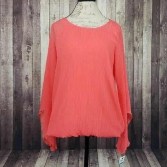 Alfani Chiffon Pleated Blouse in Tropical Reef NWT - Picture 2 of 8